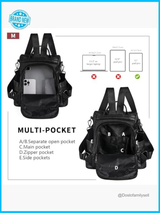 Waterproof Nylon Anti-Theft Backpack Purse Lightweight Travel Daypack Medium main image 4